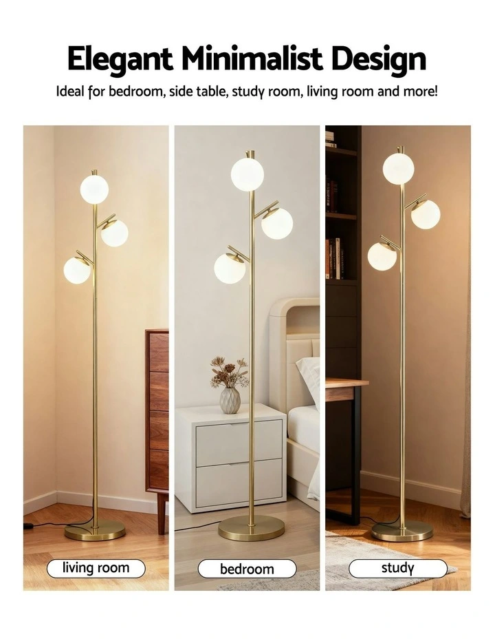 3-Light Tree Floor Lamp 165cm in Gold image 6