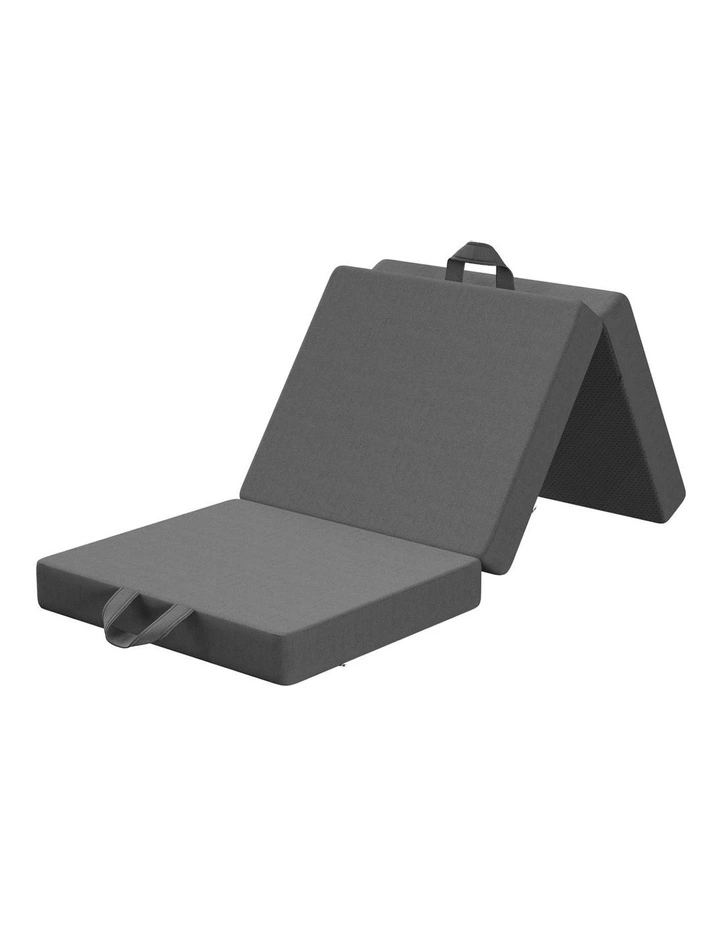 Small Single Trifold Folding Mattress 10cm in Grey image 1