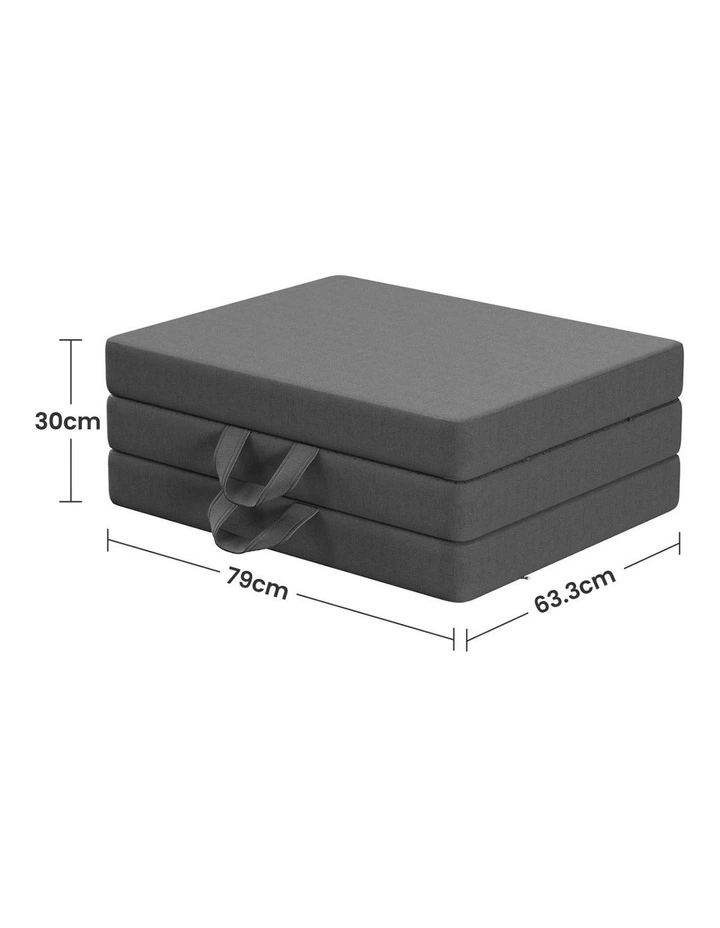 Small King Single Trifold Folding Mattress 10cm in Grey image 2