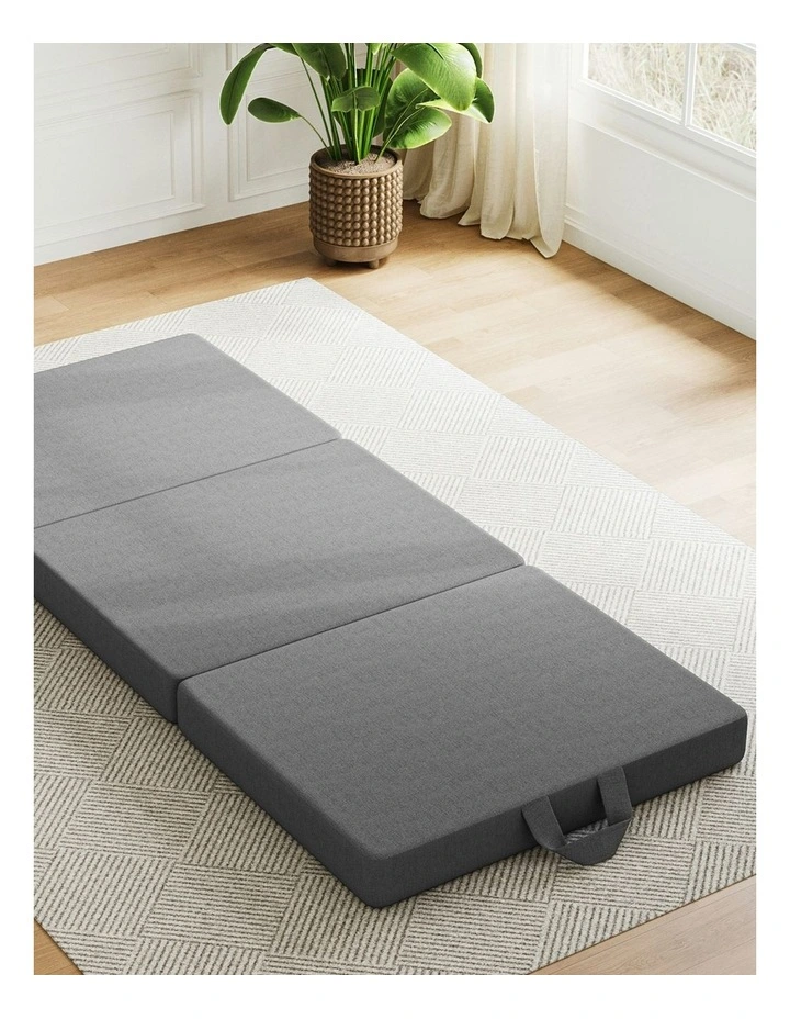 Small King Single Trifold Folding Mattress 10cm in Grey image 4