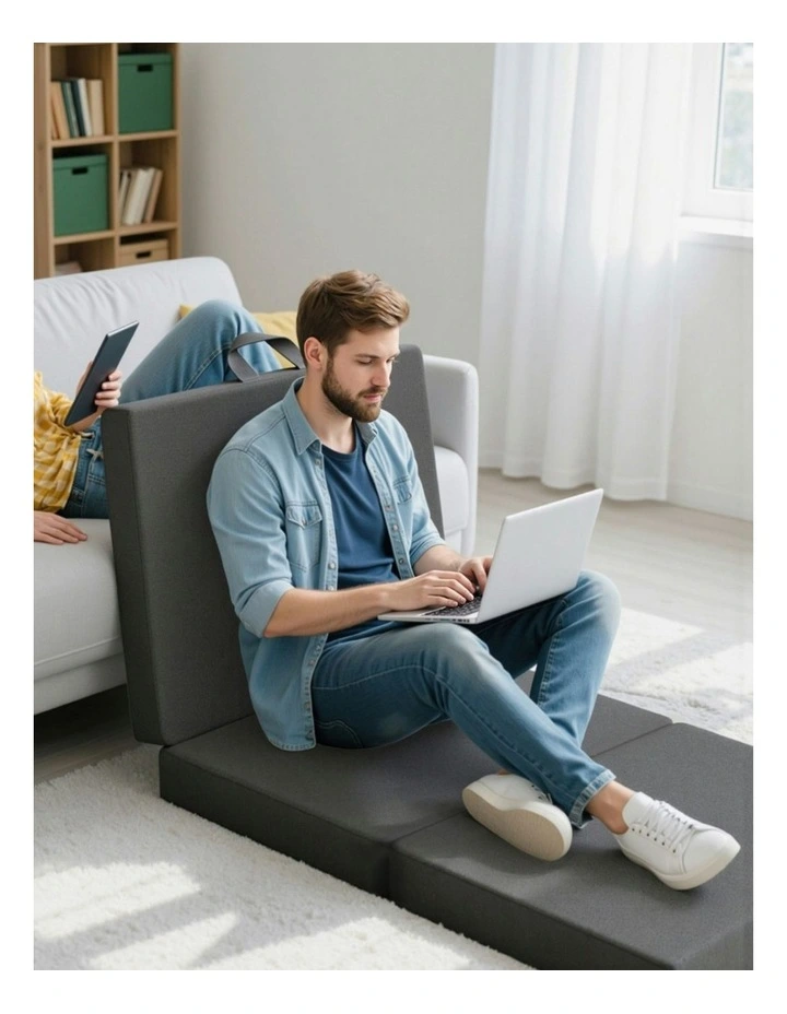 Small King Single Trifold Folding Mattress 10cm in Grey image 5