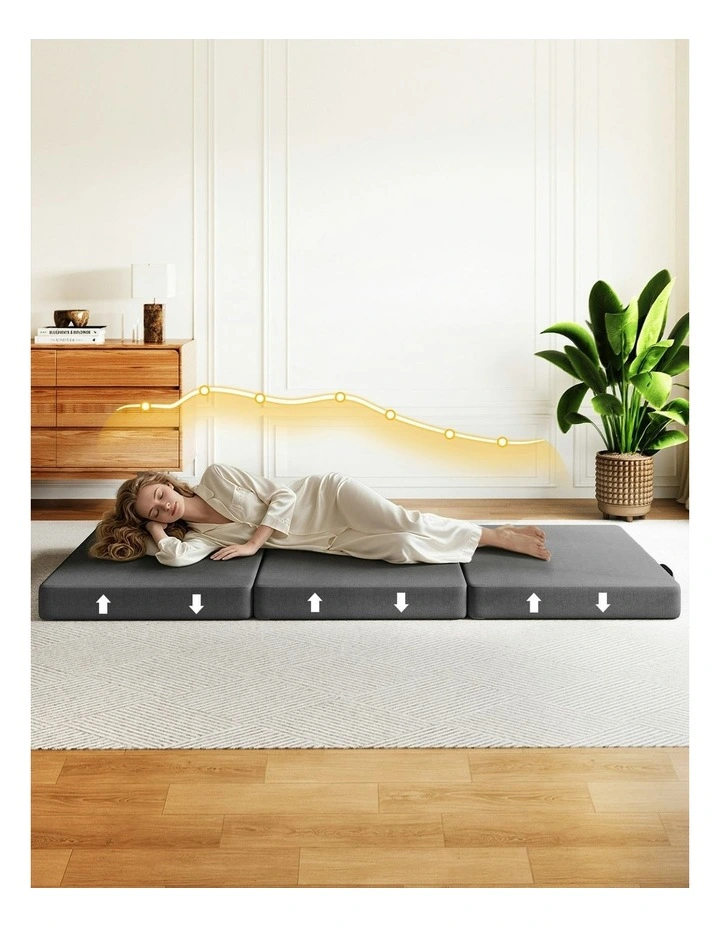 Small King Single Trifold Folding Mattress 10cm in Grey image 6