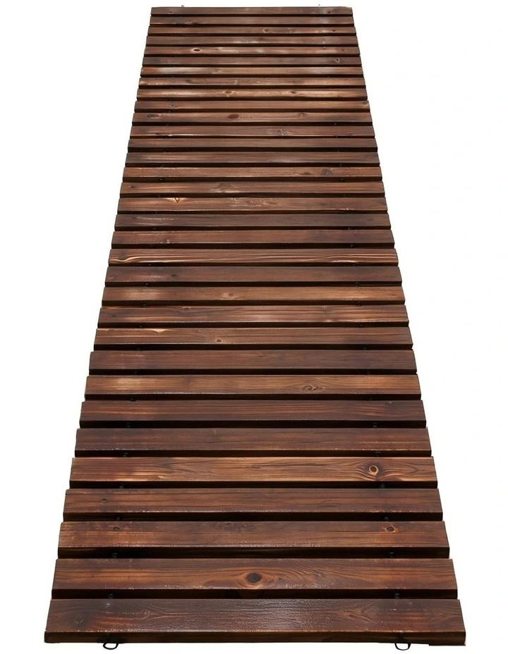 Wooden Garden Roll-Out Straight Walkway 8FT in Brown image 1