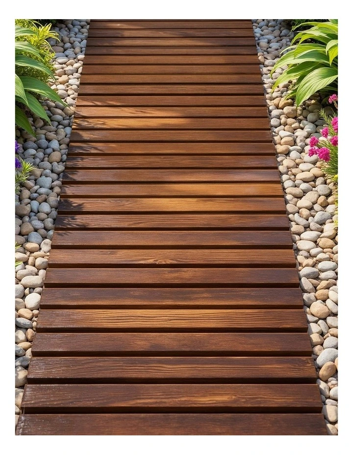 Wooden Garden Roll-Out Straight Walkway 8FT in Brown image 3
