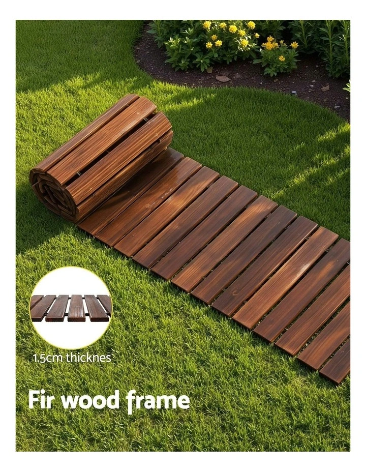 Wooden Garden Roll-Out Straight Walkway 8FT in Brown image 6