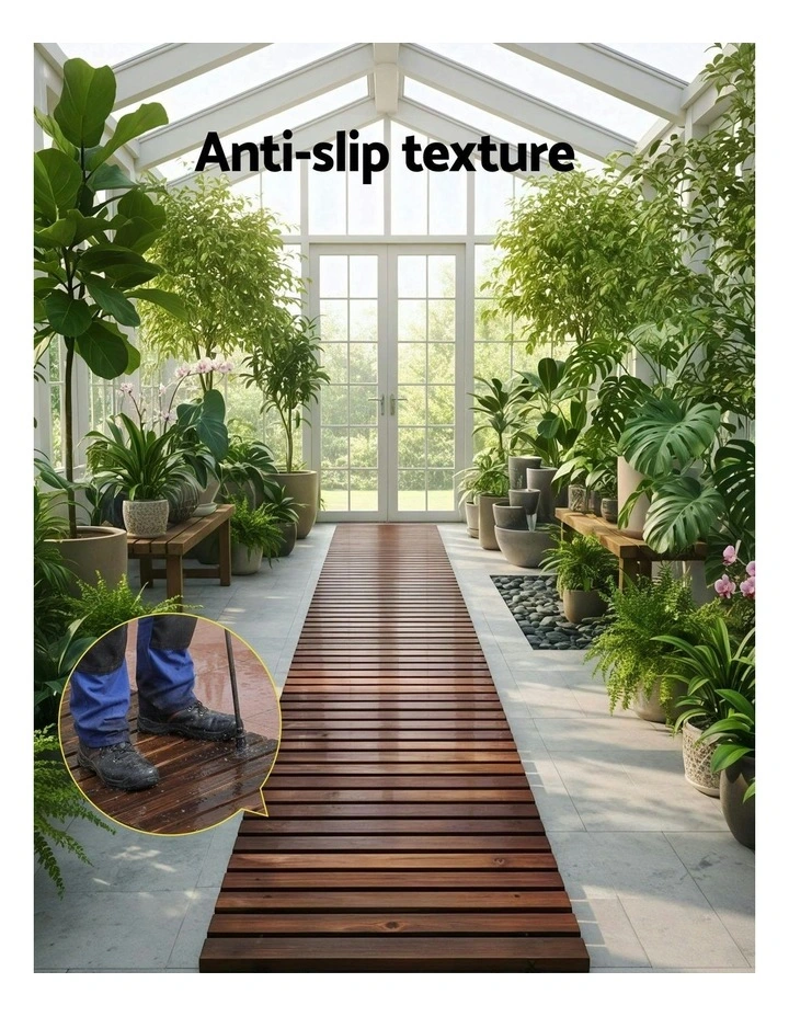 Wooden Garden Roll-Out Straight Walkway 8FT in Brown image 7