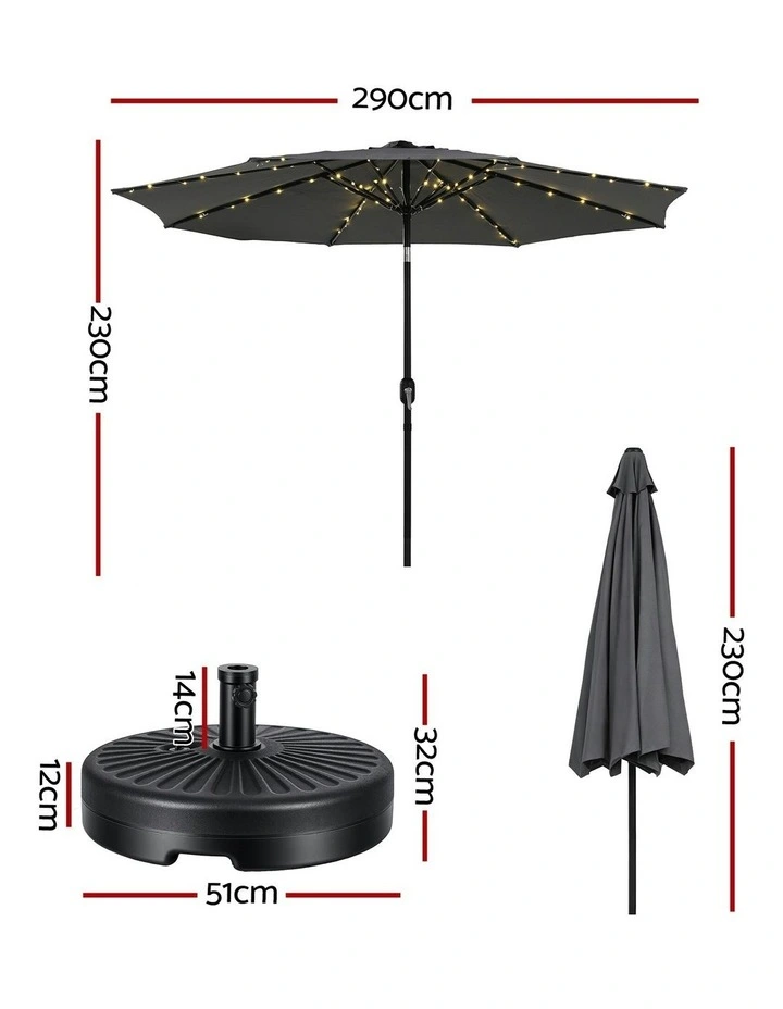 Market Umbrella With String Light Tilt 2.9m image 4