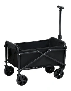 Garden Cart Folding Trolley Camping Wagon Barrow Outdoor in Beach Black