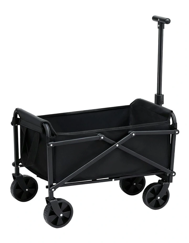 Garden Cart Folding Trolley Camping Wagon Barrow Outdoor in Beach Black image 1