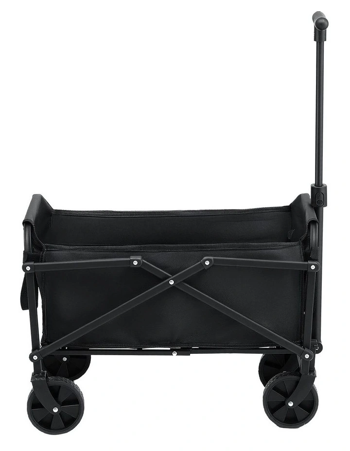 Garden Cart Folding Trolley Camping Wagon Barrow Outdoor in Beach Black image 2