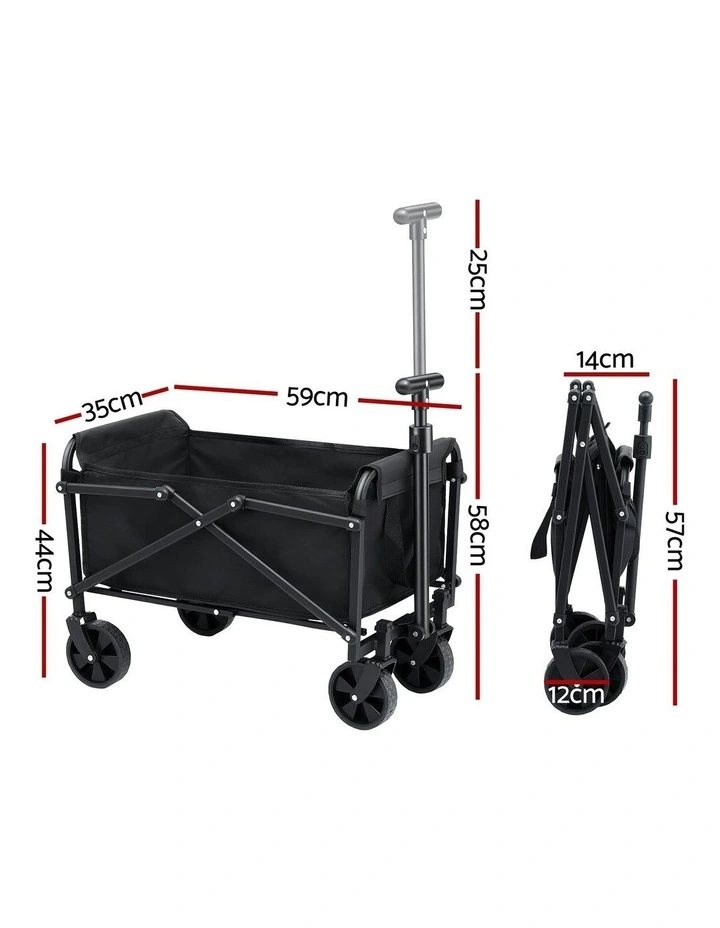 Garden Cart Folding Trolley Camping Wagon Barrow Outdoor in Beach Black image 4