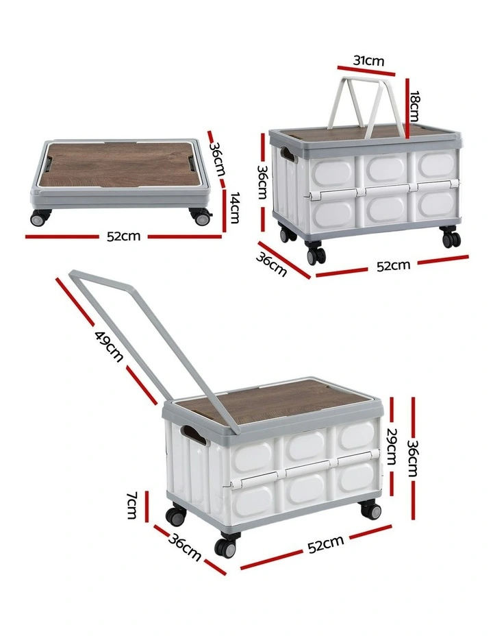 Stackable Folding Collapsible Outdoor Storage Box 54L in Beige image 4