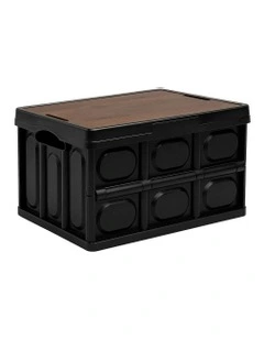 Stackable Folding Collapsible Outdoor Storage Box 50L in Black