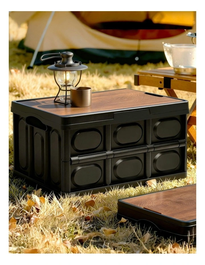 Stackable Folding Collapsible Outdoor Storage Box 50L in Black image 3