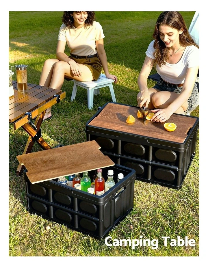 Stackable Folding Collapsible Outdoor Storage Box 50L in Black image 6