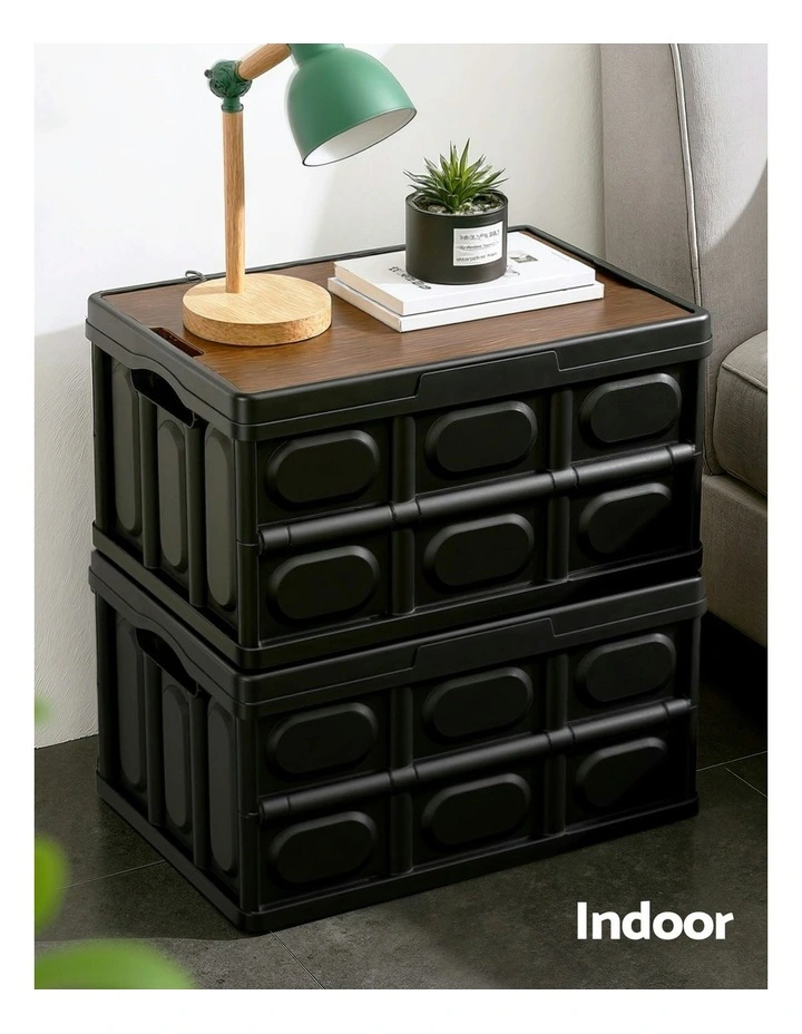 Stackable Folding Collapsible Outdoor Storage Box 50L in Black image 7