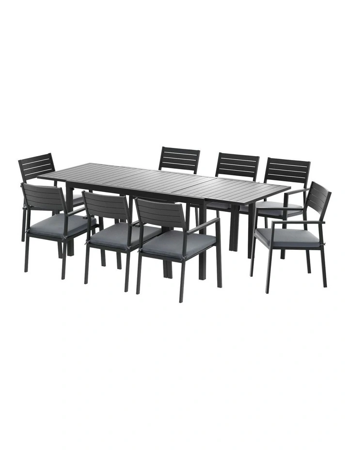 Aluminum Outdoor Dining Set 9 Pieces in Black image 1