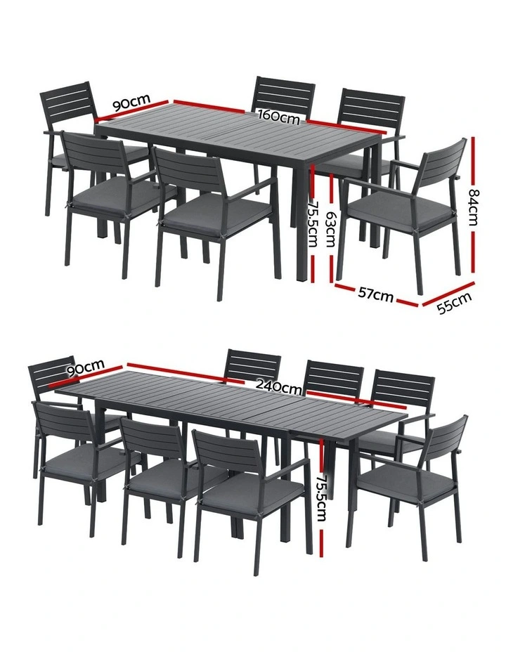Aluminum Outdoor Dining Set 9 Pieces in Black image 4