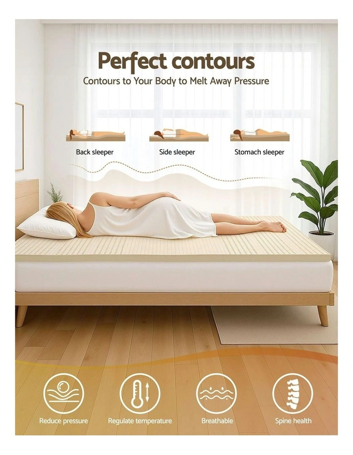 King Latex Mattress Topper 5cm in Beige image 5