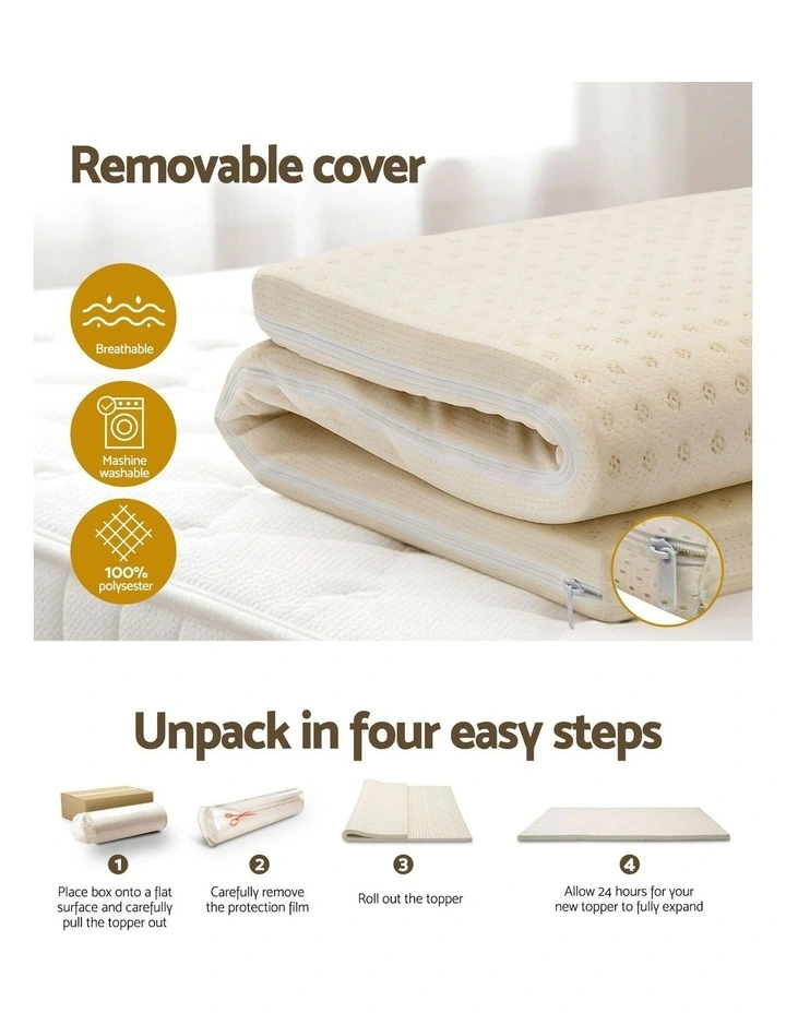 King Latex Mattress Topper 5cm in Beige image 7