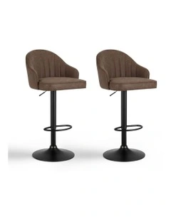 Kitchen Swivel Gas lift Counter Bar Stools X2 in Brown