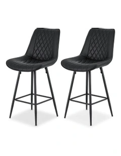 Kitchen Dining Chair Counter Bar Stool x2 in Black