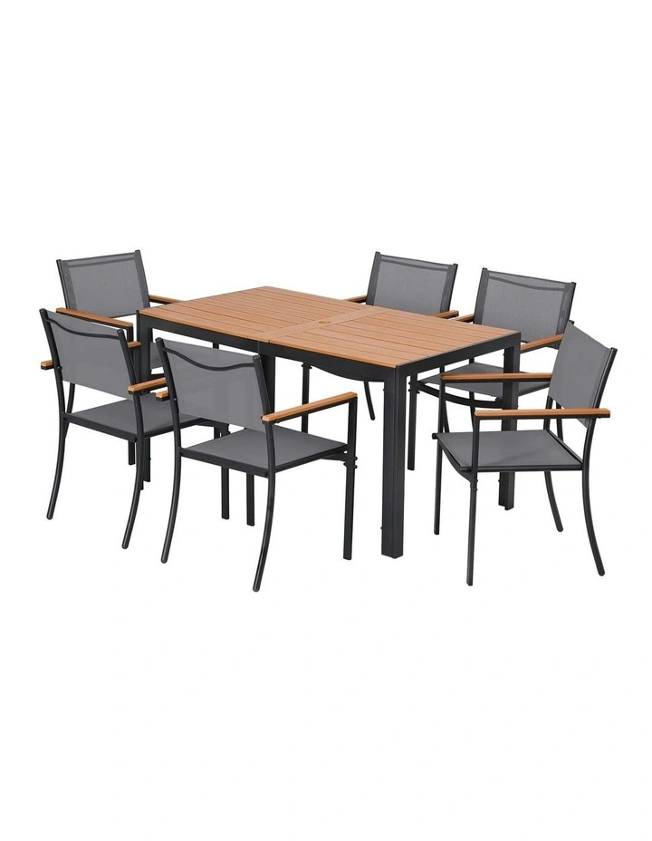 Outdoor Dining Set Table and Chairs Patio Furniture Bistro Set in Grey image 1