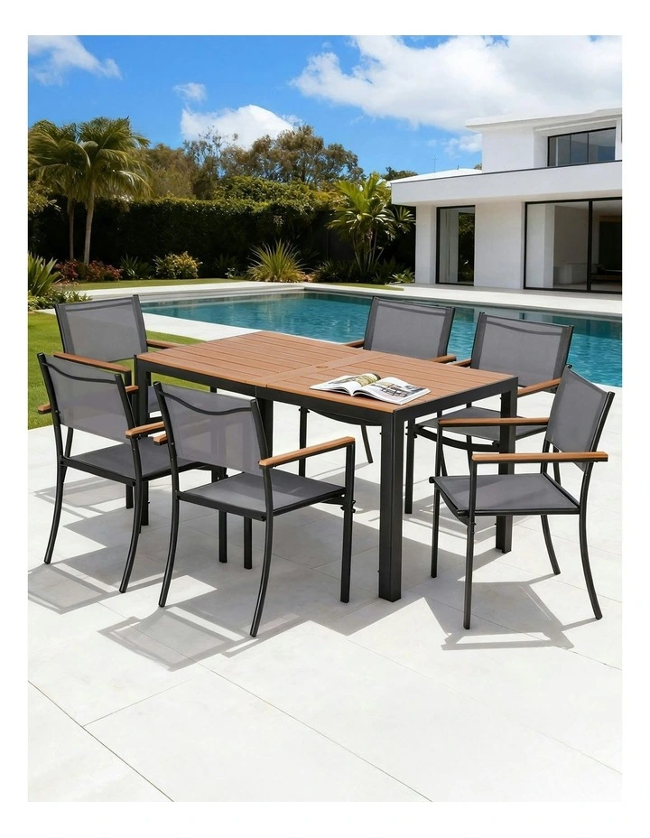 Outdoor Dining Set Table and Chairs Patio Furniture Bistro Set in Grey image 3