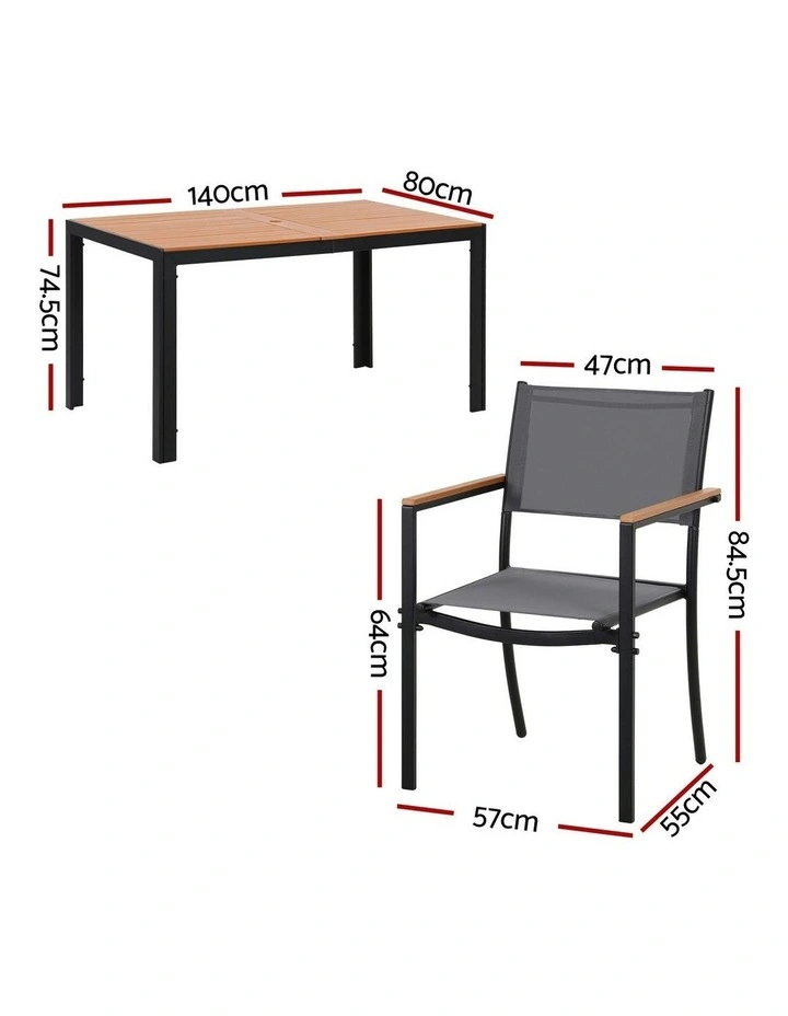 Outdoor Dining Set Table and Chairs Patio Furniture Bistro Set in Grey image 4