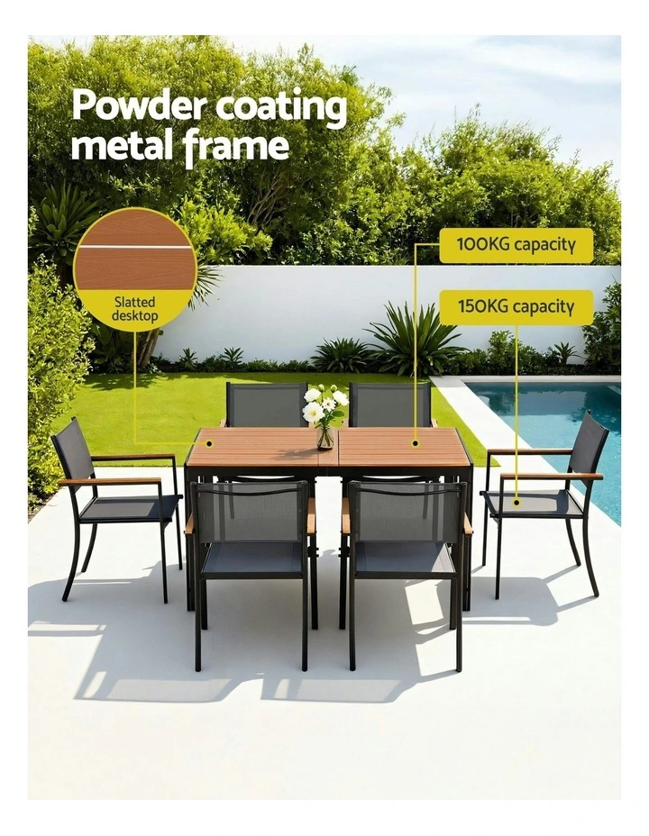 Outdoor Dining Set Table and Chairs Patio Furniture Bistro Set in Grey image 5