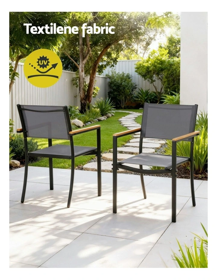 Outdoor Dining Set Table and Chairs Patio Furniture Bistro Set in Grey image 6