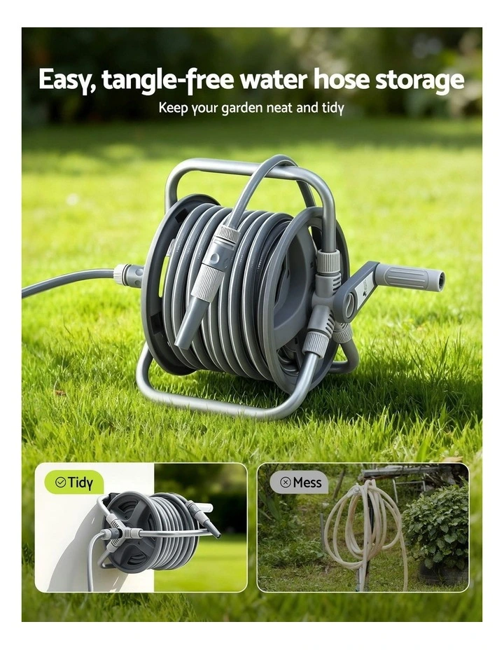 Retractable Garden Hose Reel Heavy Duty 1/2" 20m in Grey image 6