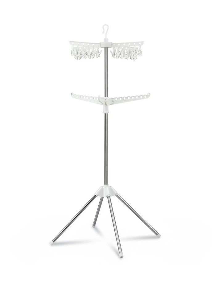 Airer 2 Tier Clothes Rack Rotatable Hanger in White image 1