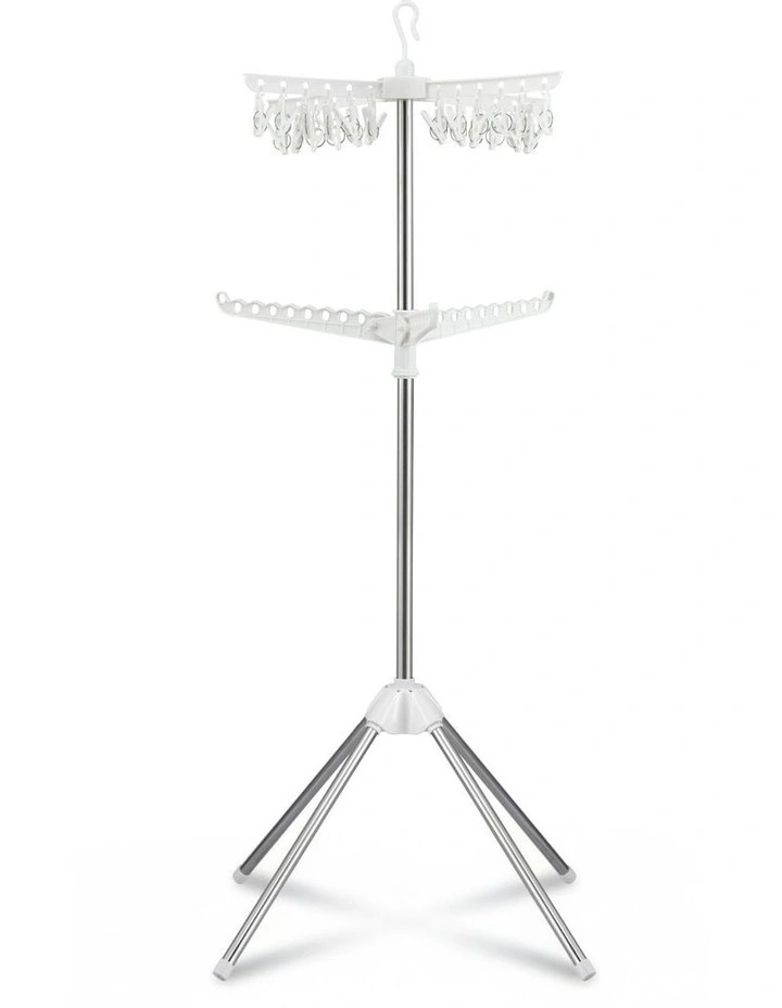 Airer 2 Tier Clothes Rack Rotatable Hanger in White image 2
