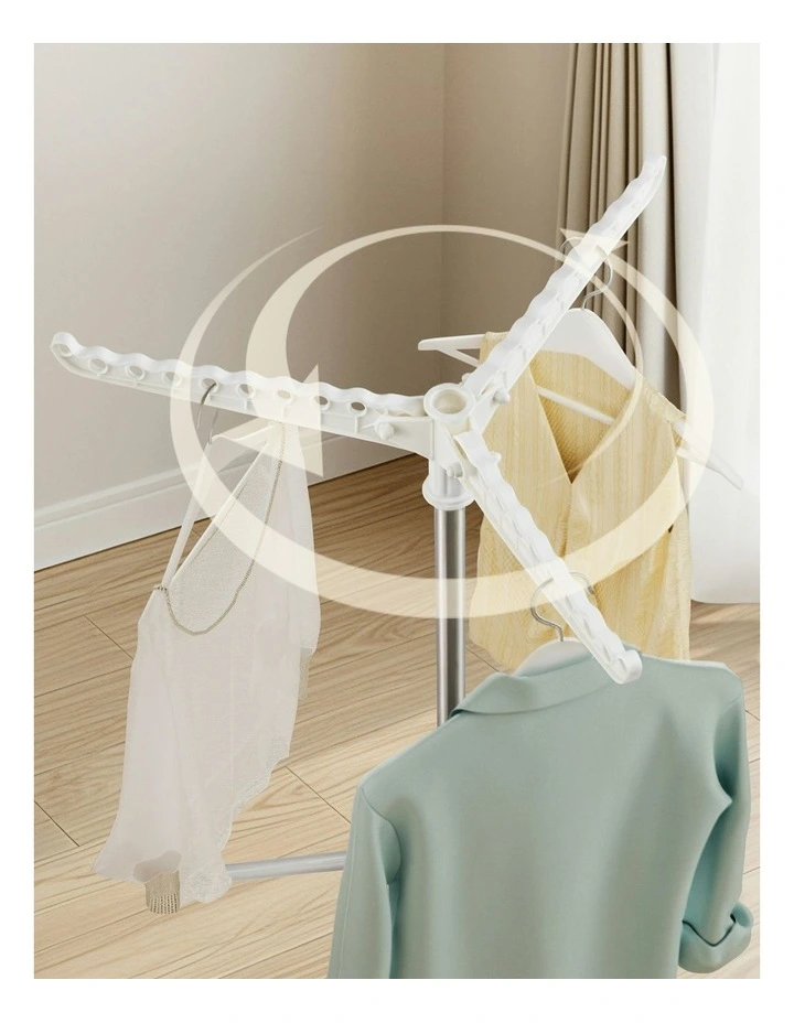 Airer 2 Tier Clothes Rack Rotatable Hanger in White image 5