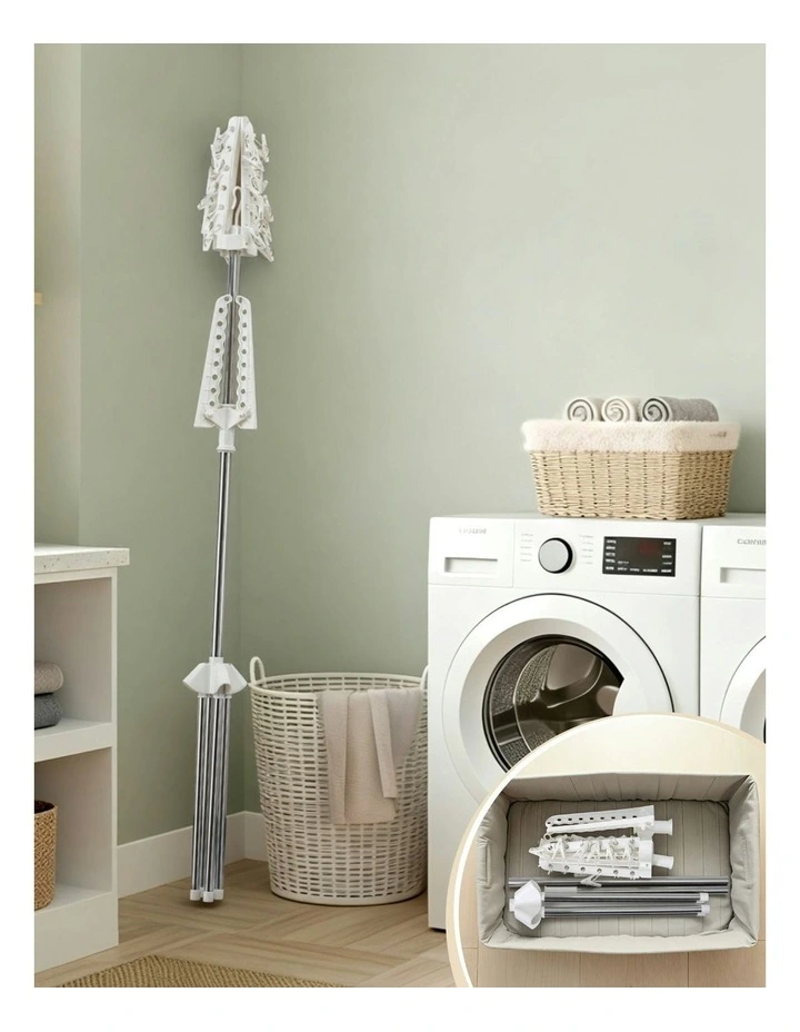 Airer 2 Tier Clothes Rack Rotatable Hanger in White image 6