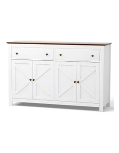 Buffet Sideboard Storage Cabinet Kitchen Cupboard 2 Drawers 140cm in White