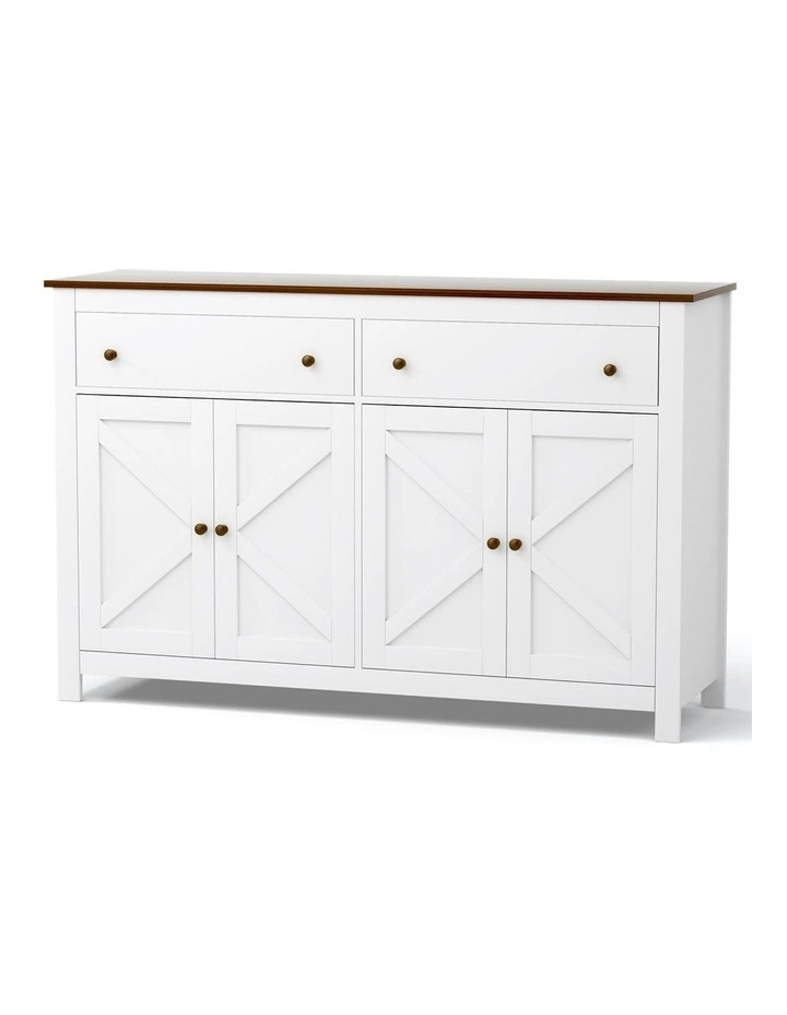Buffet Sideboard Storage Cabinet Kitchen Cupboard 2 Drawers 140cm in White image 1