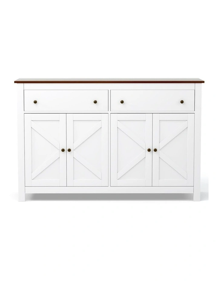 Buffet Sideboard Storage Cabinet Kitchen Cupboard 2 Drawers 140cm in White image 2