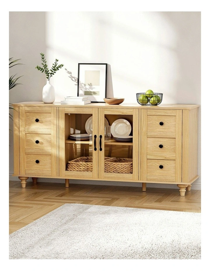 Buffet Sideboard Storage Cabinet in Beige image 3