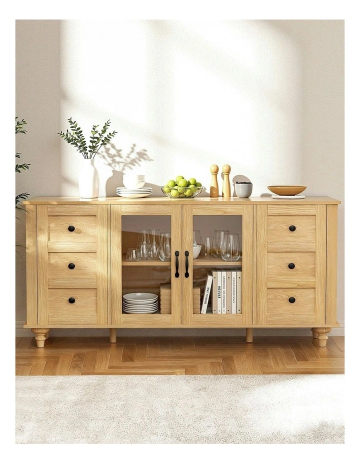Buffet Sideboard Storage Cabinet in Beige image 5