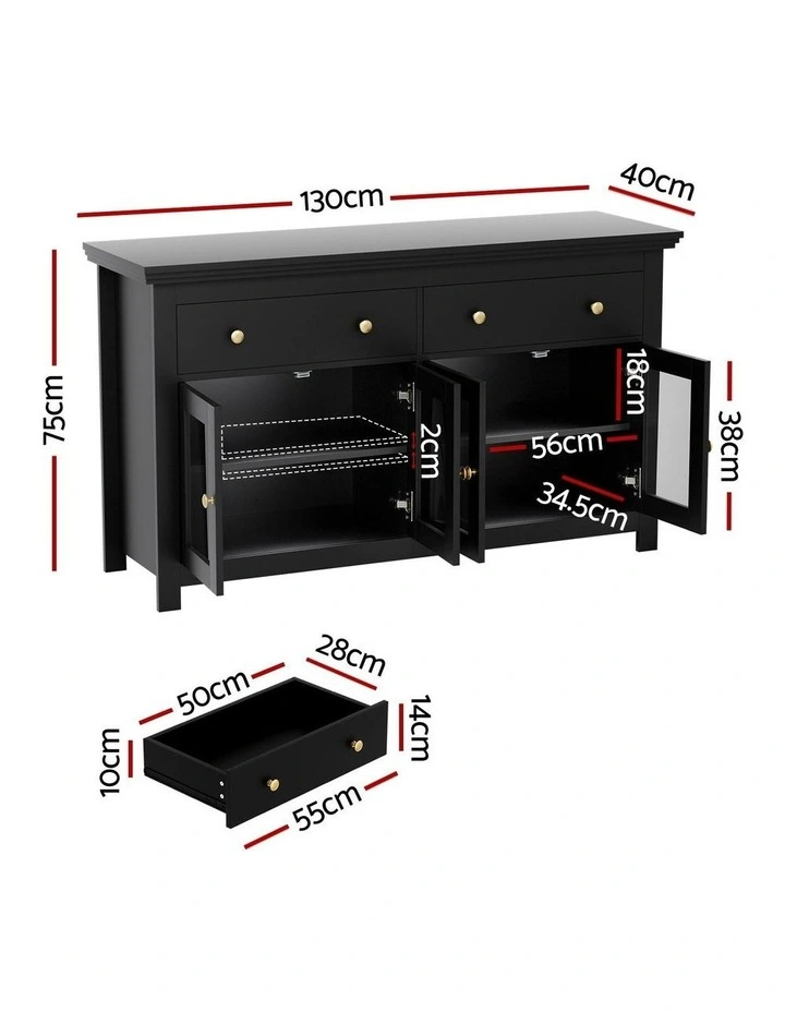 Buffet Sideboard Storage Cabinet in Black image 4