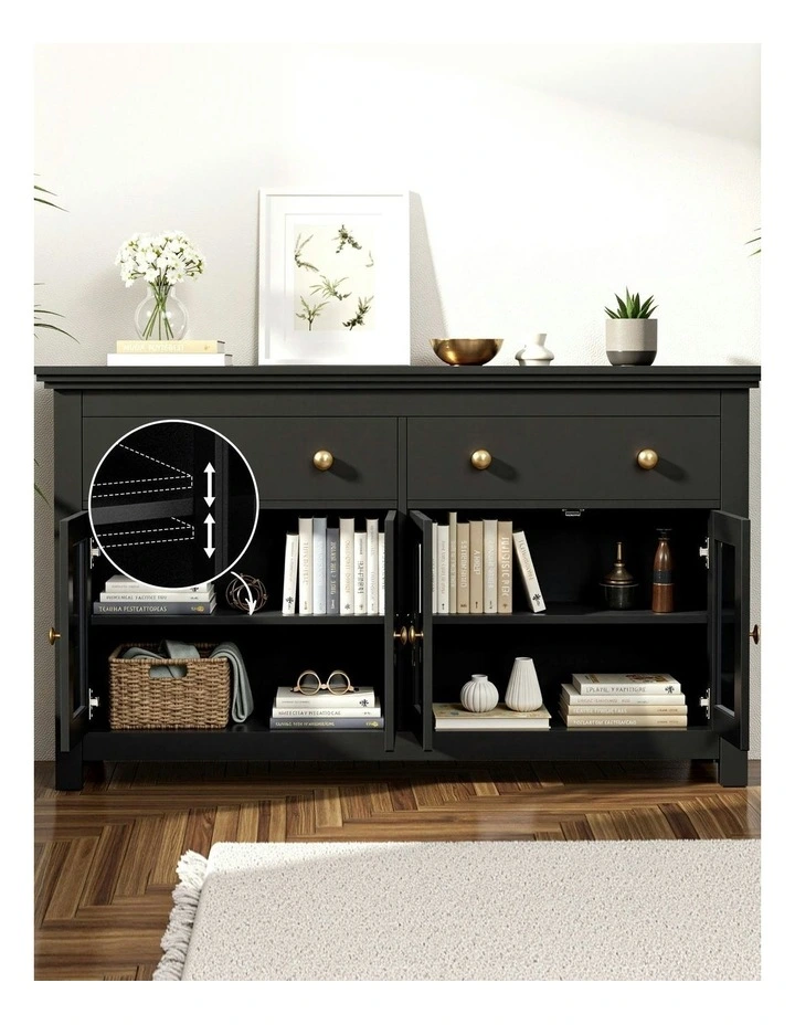 Buffet Sideboard Storage Cabinet in Black image 7
