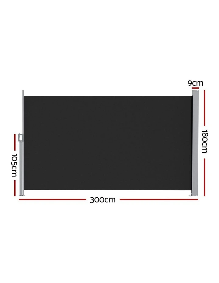 Side Awning Sun Shade Retractable Privacy Screen 1.8X3M in Black image 4