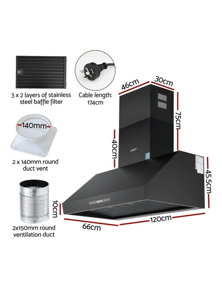 Commercial Range Hood 1200mm in Black image 4