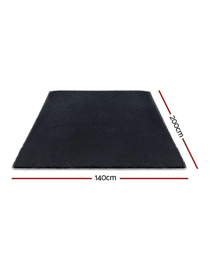 Shaggy Floor Rug 140x200cm in Black image 4