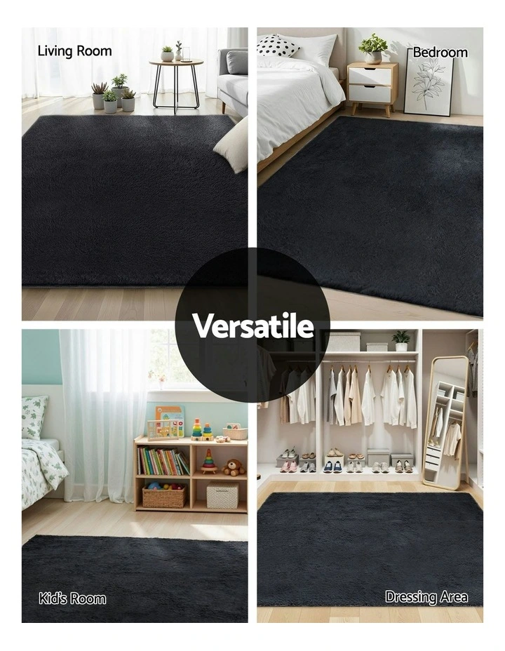Shaggy Floor Rug 200x290cm in Black image 6