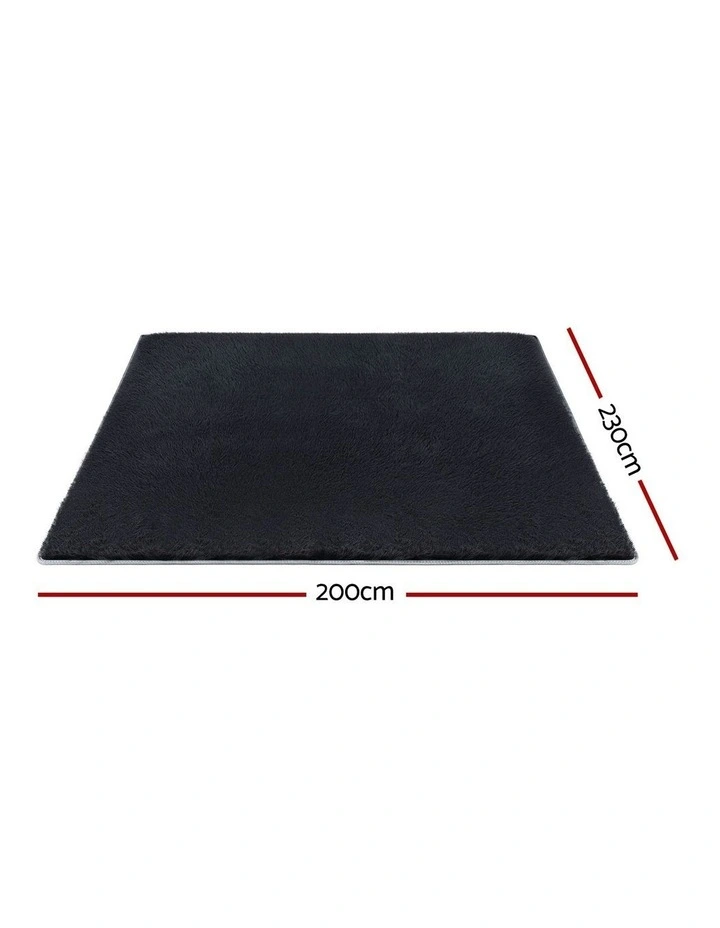 Shaggy Floor Rug 200x230cm in Black image 4