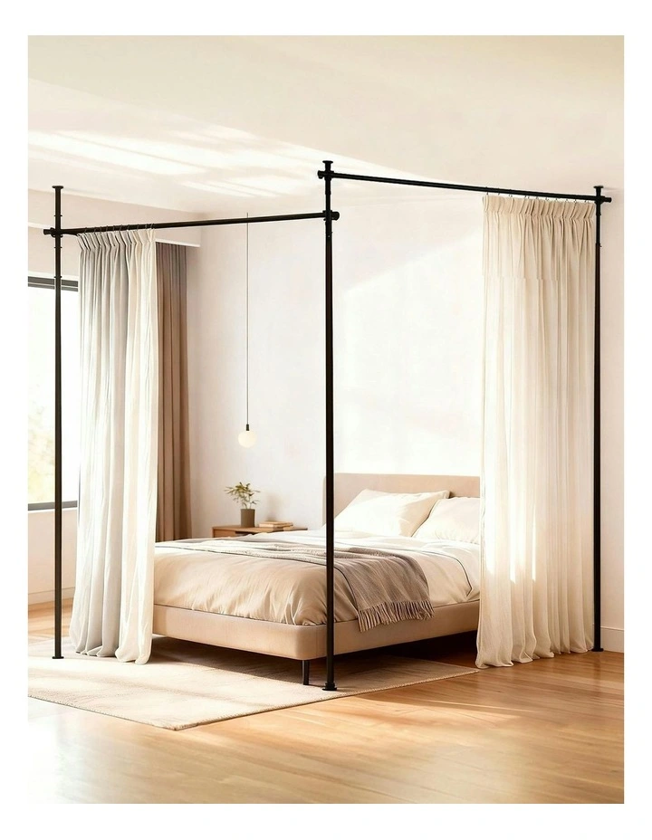 Room Divider Extendable Curtain Rod in Black image 3
