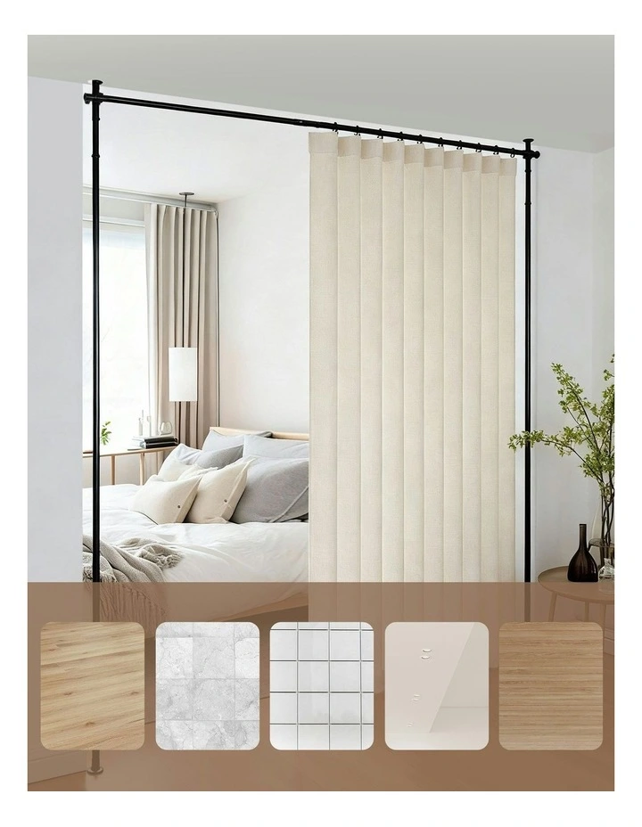 Room Divider Extendable Curtain Rod in Black image 6